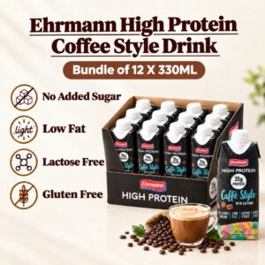 Ehrmann High Protein Caffe Latte Style Drink - Bundle of 12